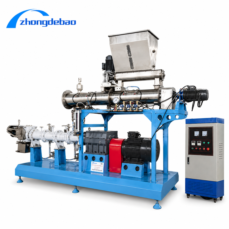 Multifunctional Single Twin Screw Feed Extrusion Line 500kg/h-10t/h For Fish Feed And Pet Food Production