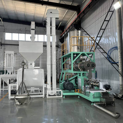 मल्टीफंक्शनल सिंगल ट्विन स्क्रू फ़ूड एक्सट्रूज़न लाइन 500KG/H-10T/H स्टेनलेस स्टील निर्माण के साथ मछली फ़ूड और पालतू जानवरों के भोजन के उत्पादन के लिए क्षमता